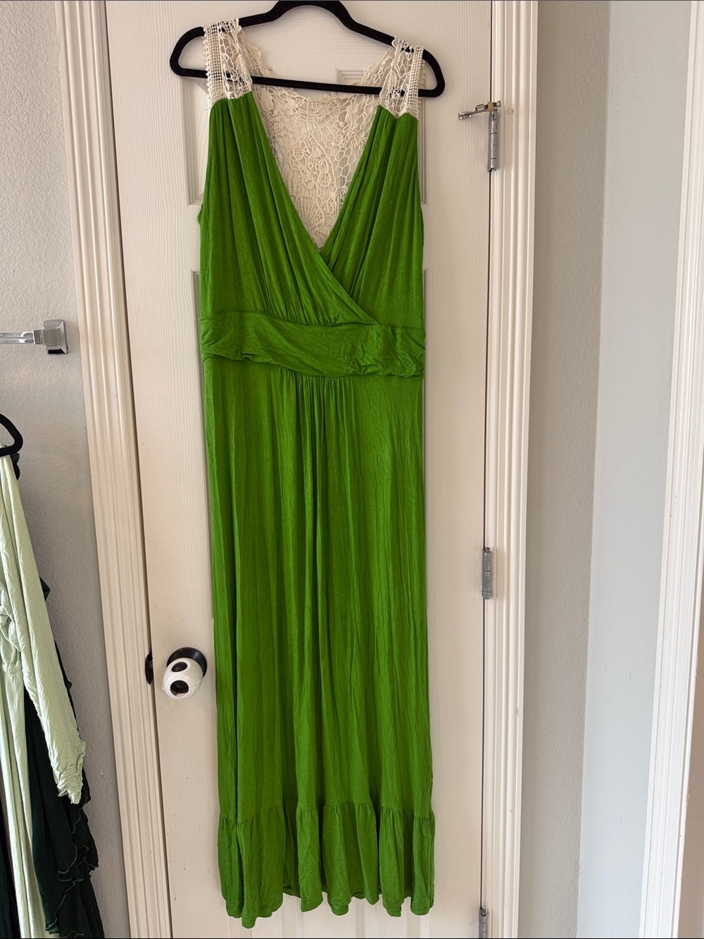 a.n.a Green Maxi Dress with Lace open back Detail